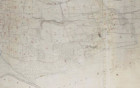 1824 plan of Redmire & Preston townships, extract showing Bolton Hall & surroundings Historic map showing house and surrounding landscape of fields and woodland