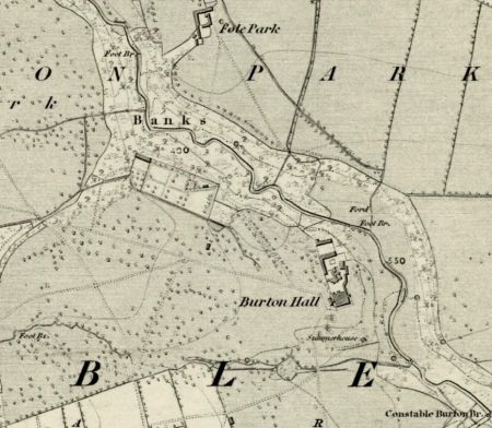 Ordnance Survey map of 1853-4 Extract from an historic map showing location of house and surrounding landscape