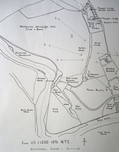 Plan of Temple Grounds by Val Hepworth Hand drawn plan of the area of Temple Grounds